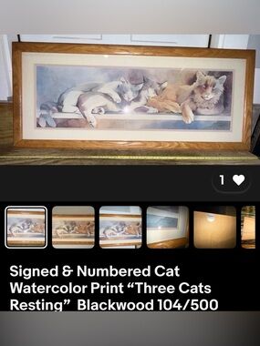 Three Cats Resting Framed Watercolor Print - Soft Pastel Tones